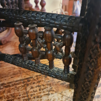 Morrocan Coffee Tray Table with Folding Legs and Brass Dished Top