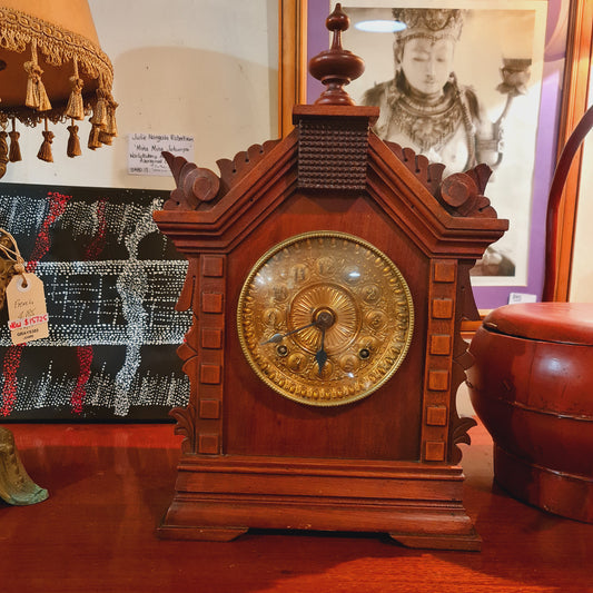 Ansonia Mantel Clock Antique with Wooden Case
