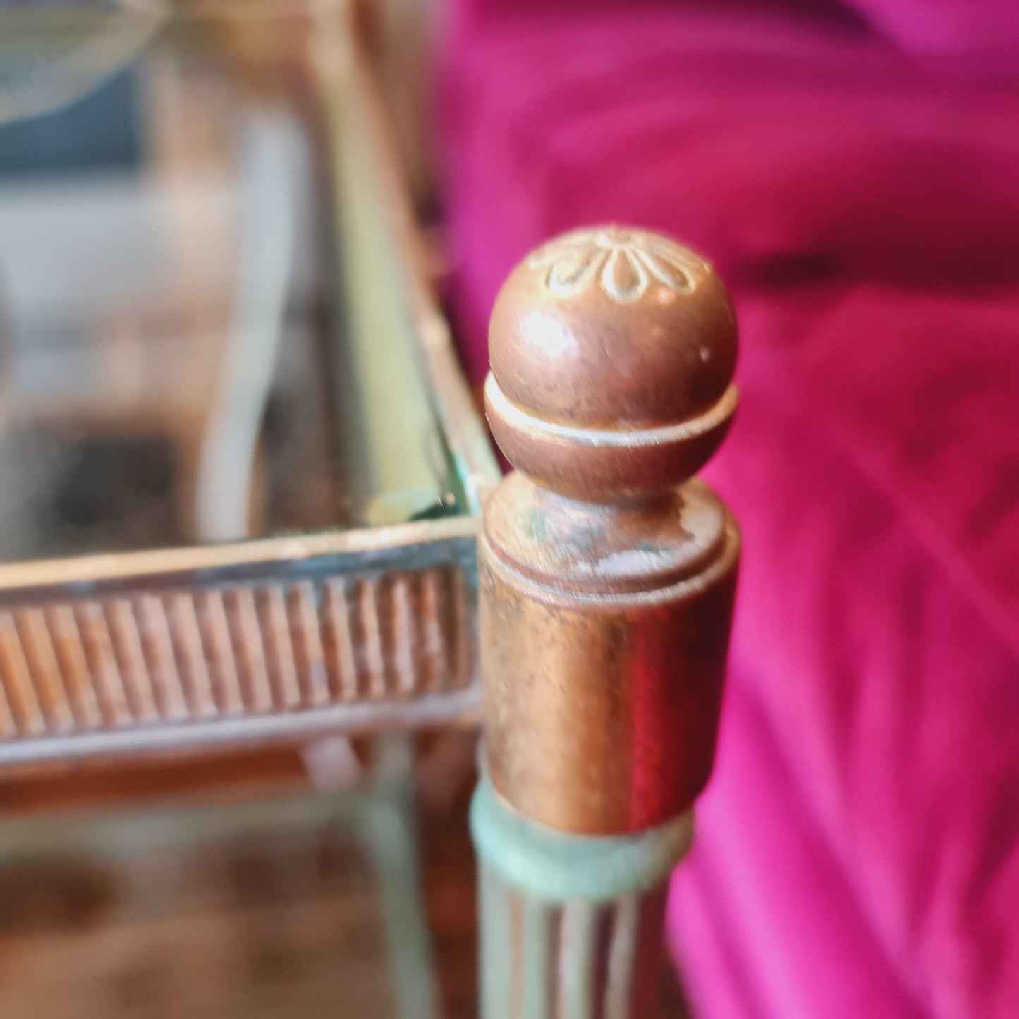 Two Tier Glass Side Table with Brass Frame
