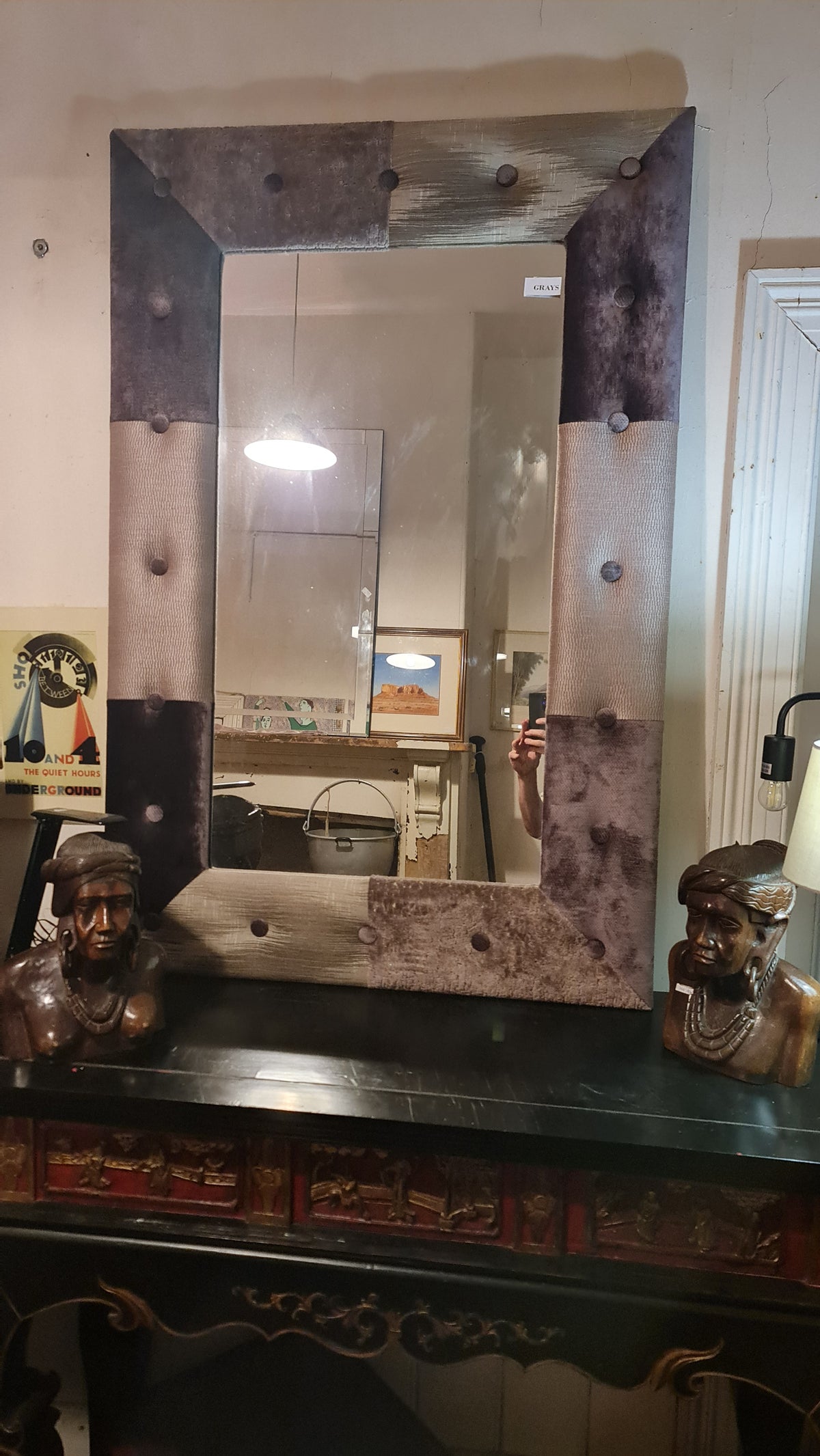Jimmy Possum Framed Mirror Velvet Buttoned