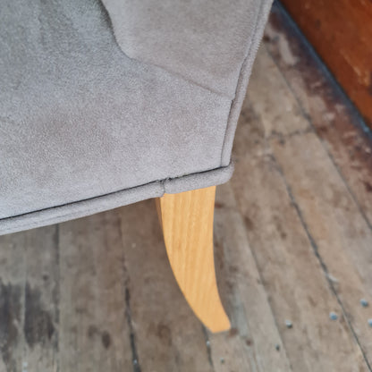 Dining Chairs Oak Frames and Grey Microsuede