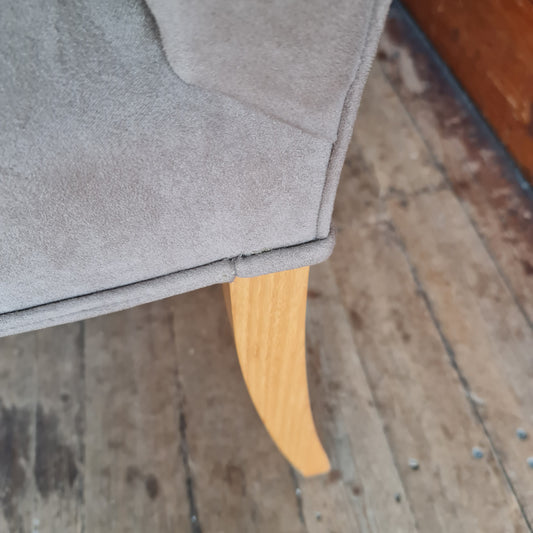 Dining Chairs Oak Frames and Grey Microsuede
