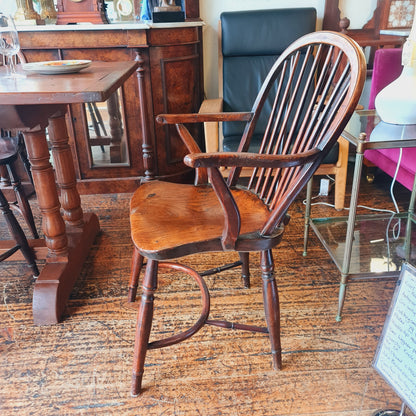 Set of Six Hoop Back Yew Dining Chairs with Arms