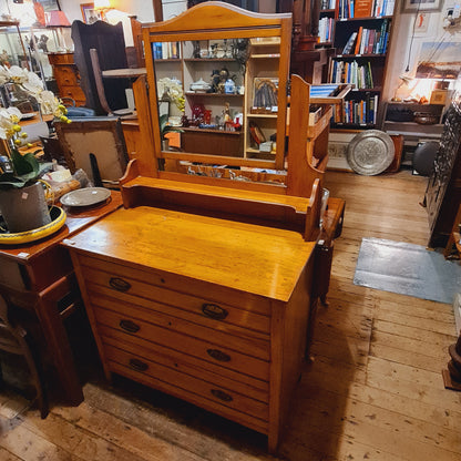 Antique Kauri Pine Dressing Table with Drawers and Mirror