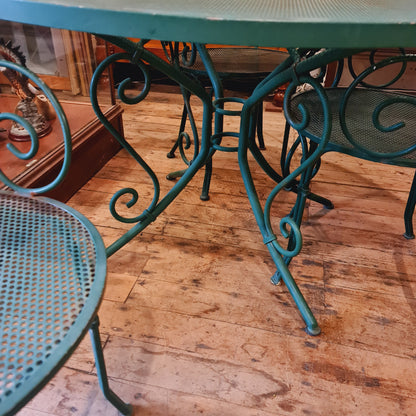 Garden Setting Round Table and Four Chairs Wrought Iron