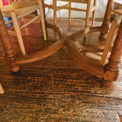 Round Solid Oak Table in the French Provincial Style