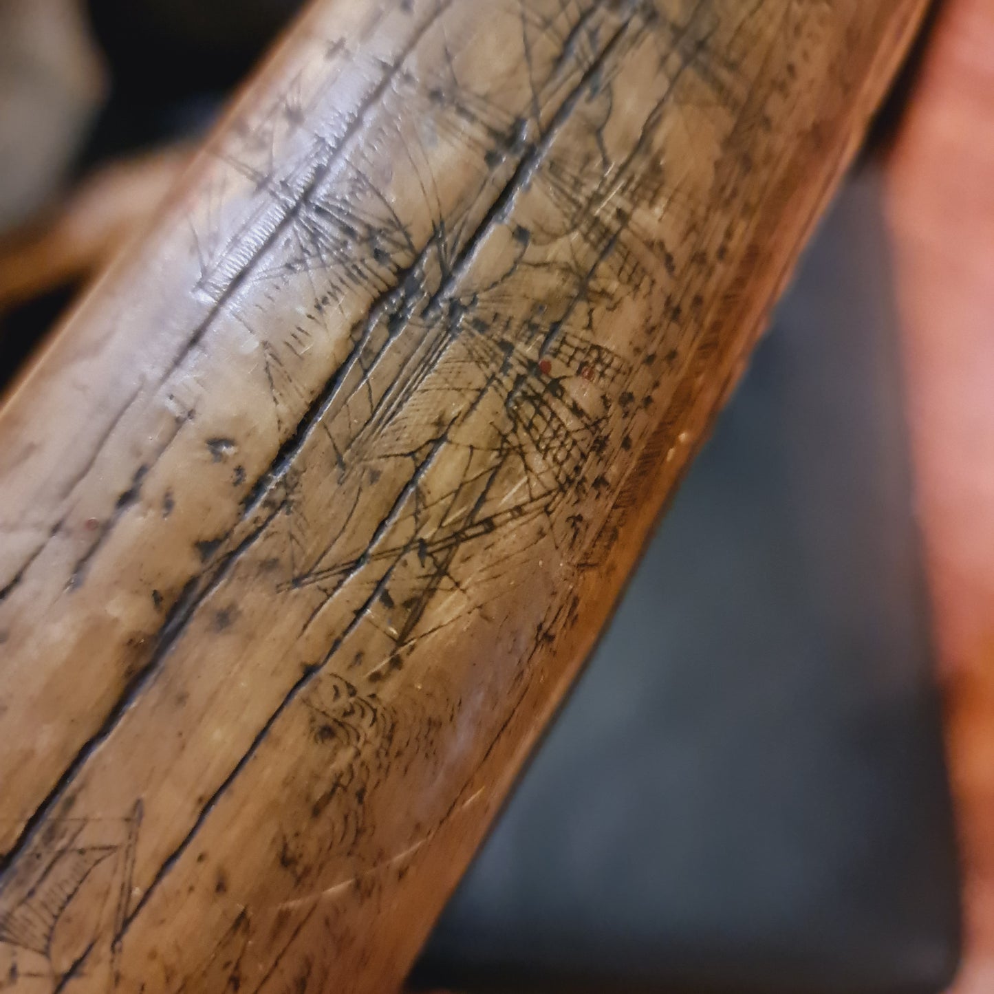Two large Pieces of Scrimshaw made from Resin