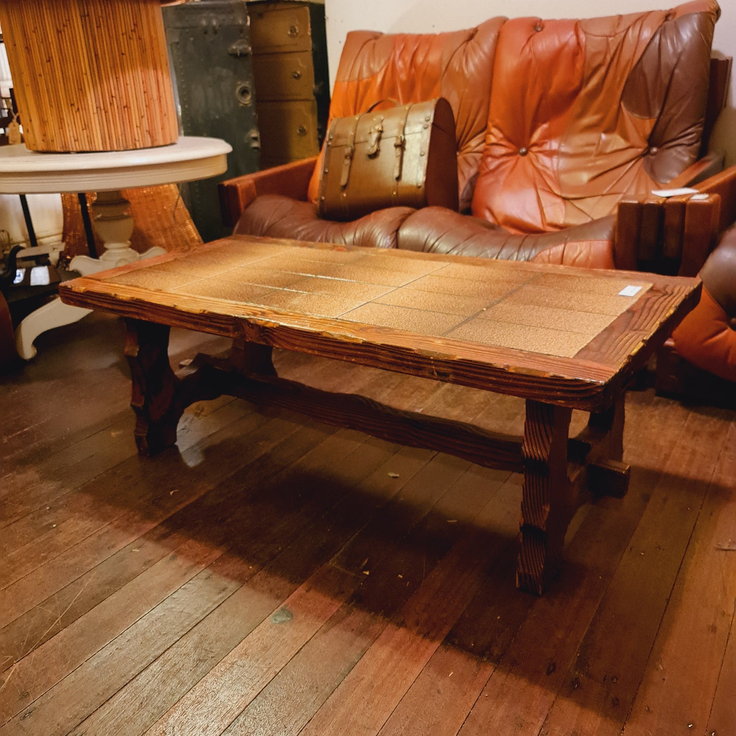 Tile Top Coffee Table Retro Style 1970's