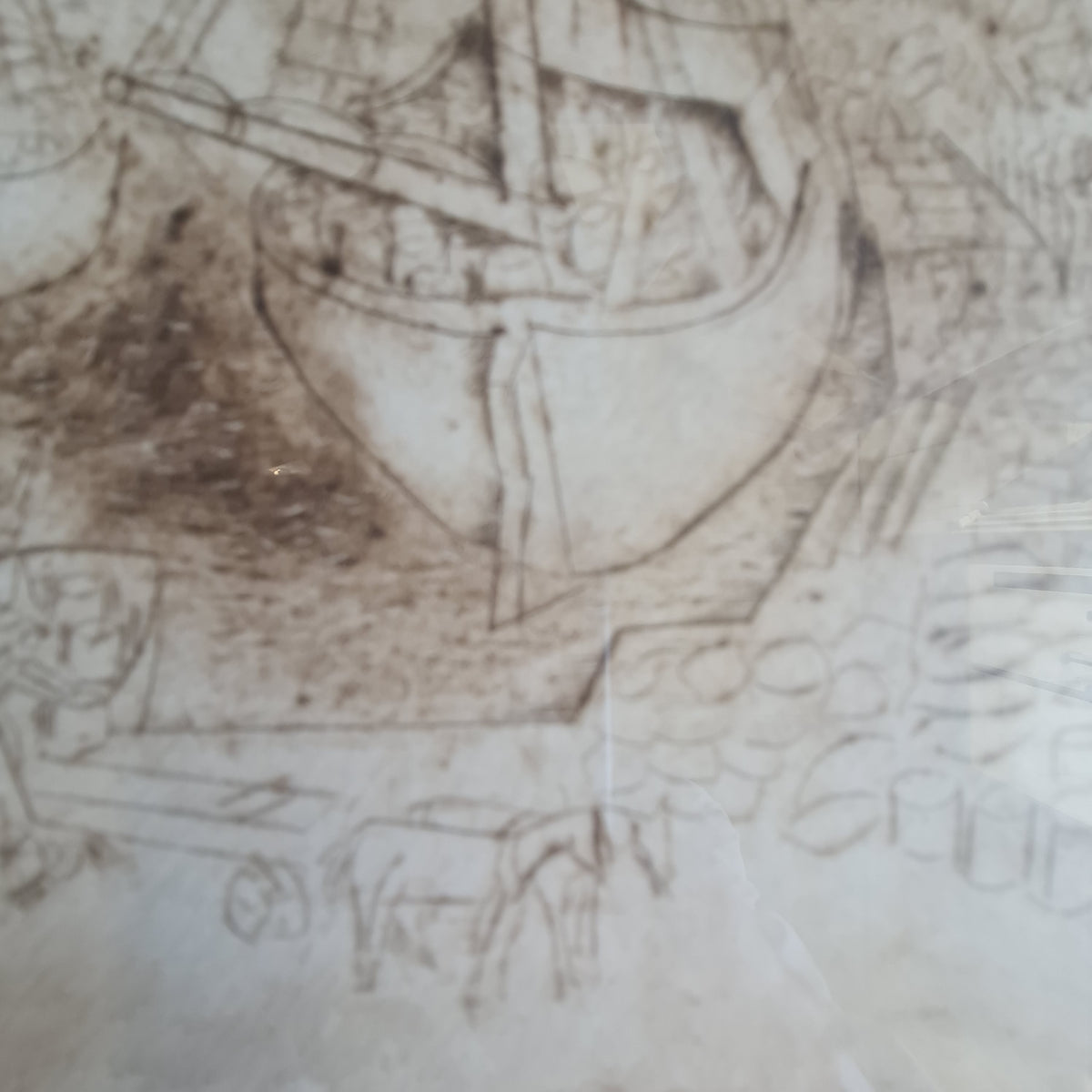 Signed Etching by Nachum Gutman of Boat and Harbour