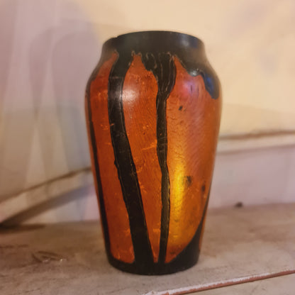 Wooden Vases Pokerwork Vintage