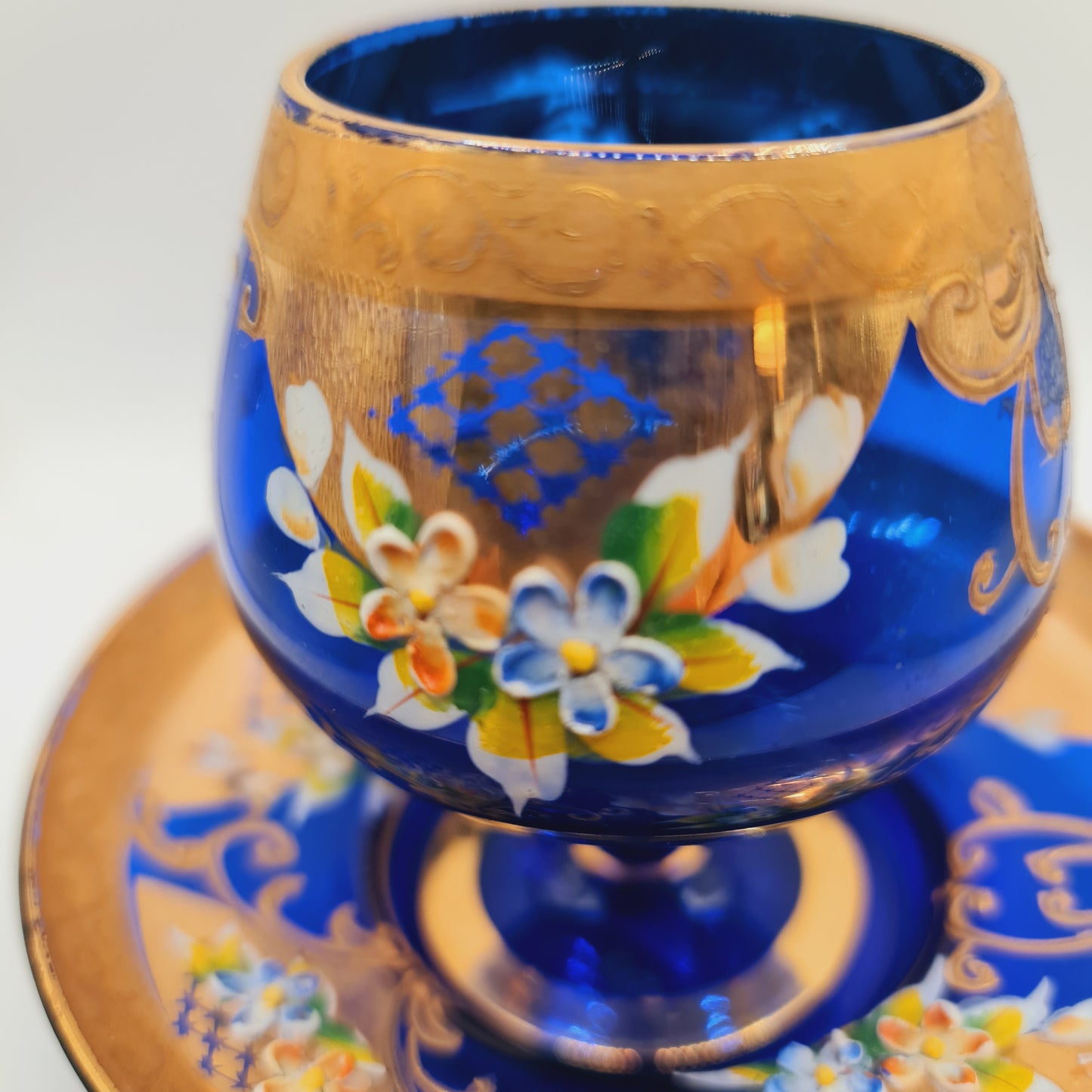 Italian Gilt Glass Goblet and Saucer