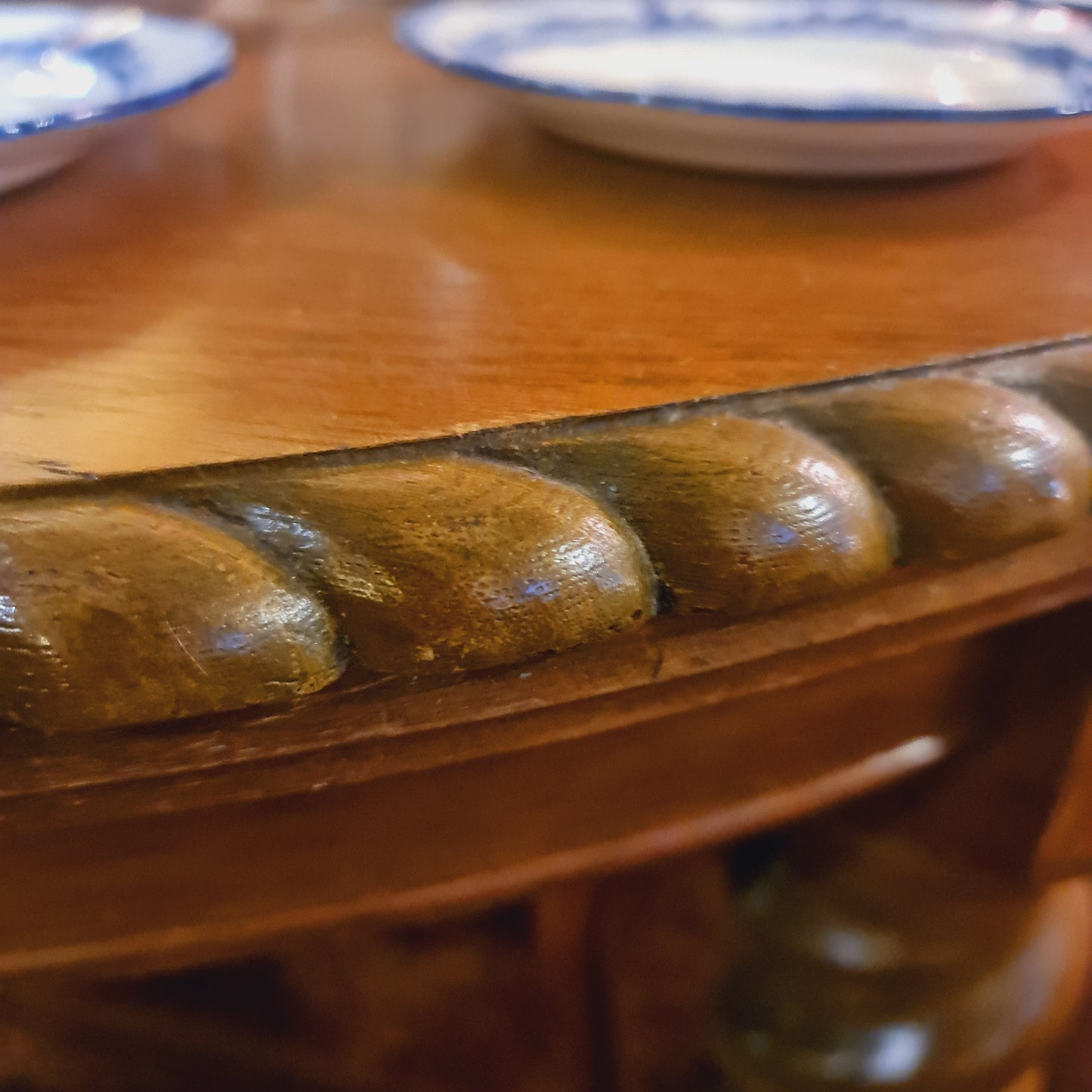Antique Round Oak Extension Table in The Jacobean Revival Style