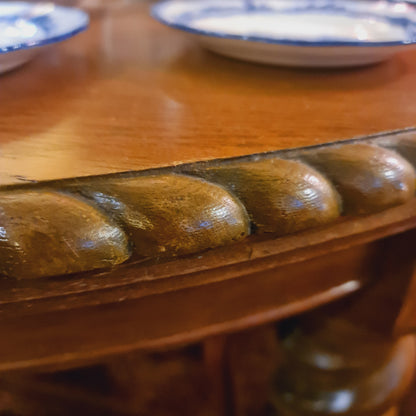 Antique Round Oak Extension Table in The Jacobean Revival Style