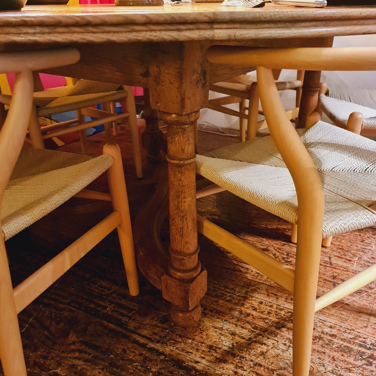 Round Solid Oak Table in the French Provincial Style