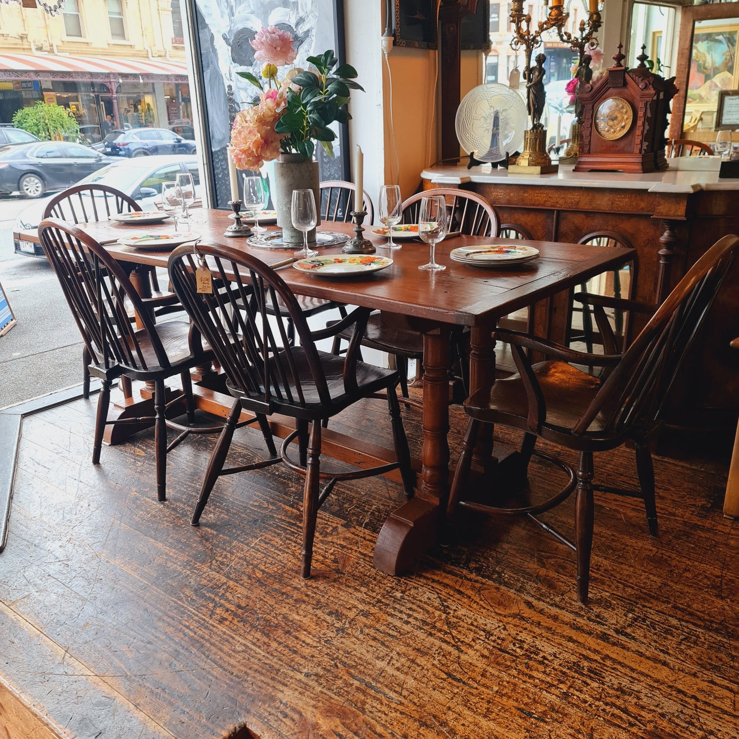 Long Antique Dining Table Refectory