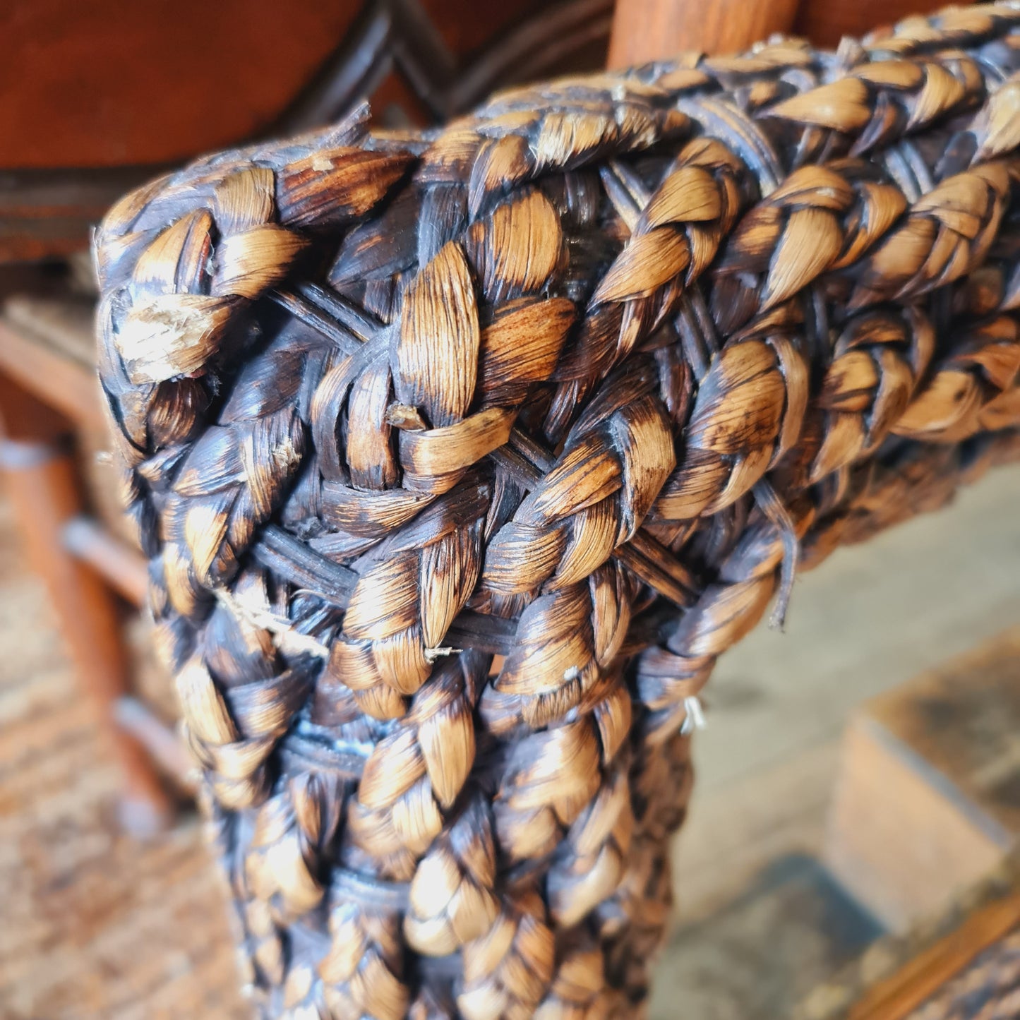 Mirror Framed in Woven Cane with Bevelled Glass