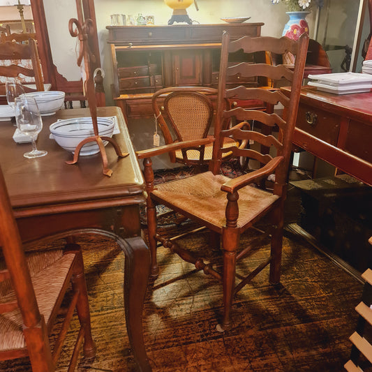French Extension Table for 14 with 8 Rush Seated Chairs