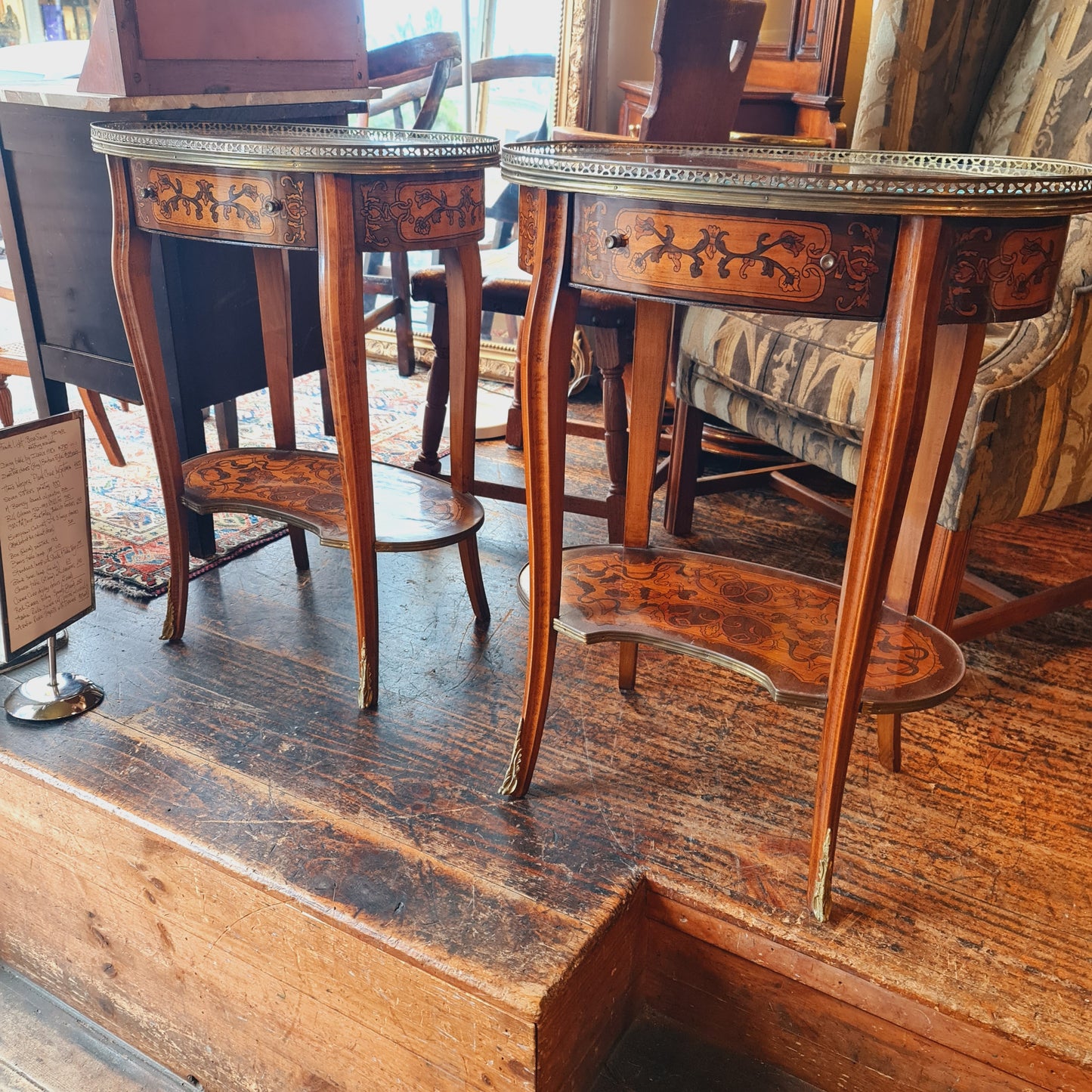 Pair of Bedside Tables with Drawers in the Antique French Style