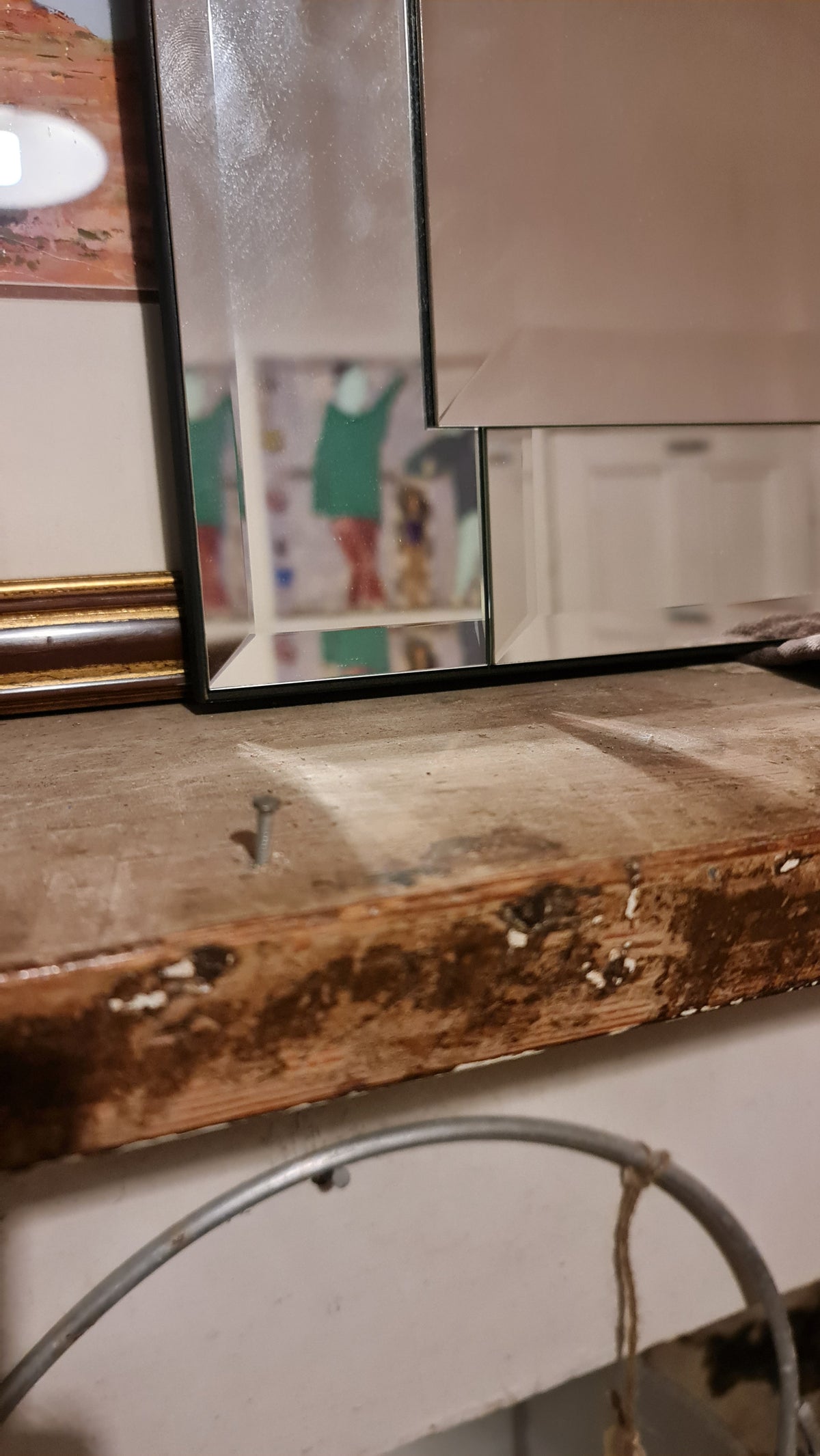Large Unframed Deco Style Mirror for Overmantel Hallway or Dressing