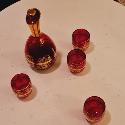 Decanter and Glasses from Murano Italian Glass Works