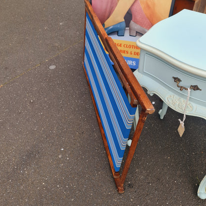 Folding Striped Canvas Deckchair Vintage 1950
