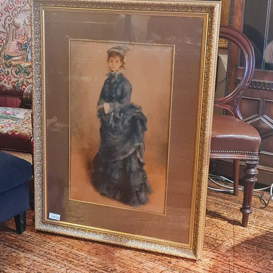 Impressionist Style Picture of Woman in Blue Dress