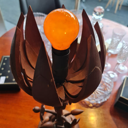 Table Lamp made from Wood in the Shape of a Flower
