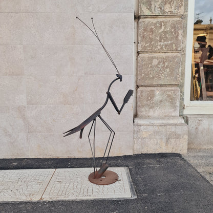 Metal Sculpture Grasshopper Steel Welded Art Garden