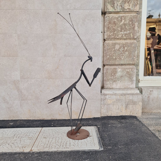 Metal Sculpture Grasshopper Steel Welded Art Garden