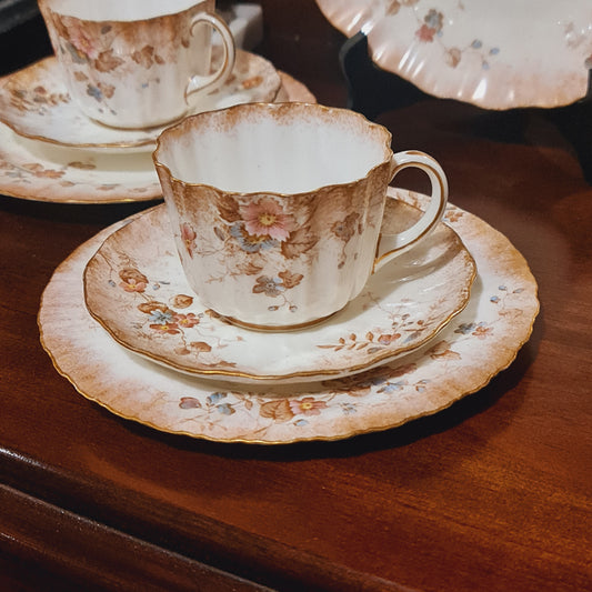 Doulton Burslem Cup Saucer Plate Trio Tea Set English China Set of 4.