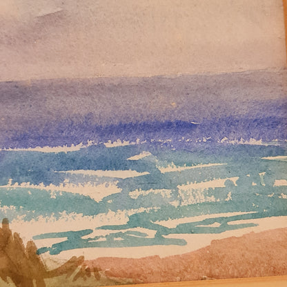 Seascape in Watercolour by C. H. Woods Australian Painting of Coastal Scene