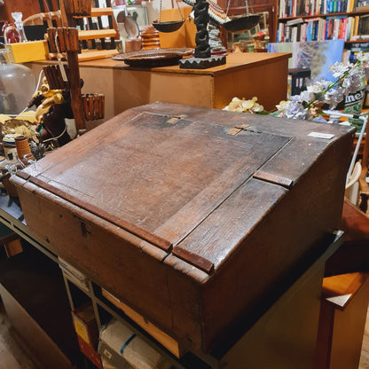 Antique Writing or Drawing Box with Inclined Top and Lift Up Lid