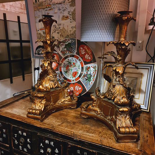 Pair of Candlesticks in the Rococo Style Reproduction