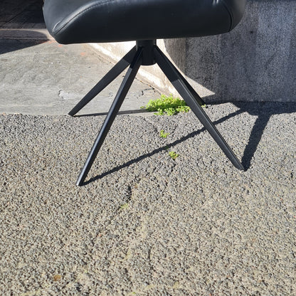 Black Leather Swivel Dining Chairs in as New Condition