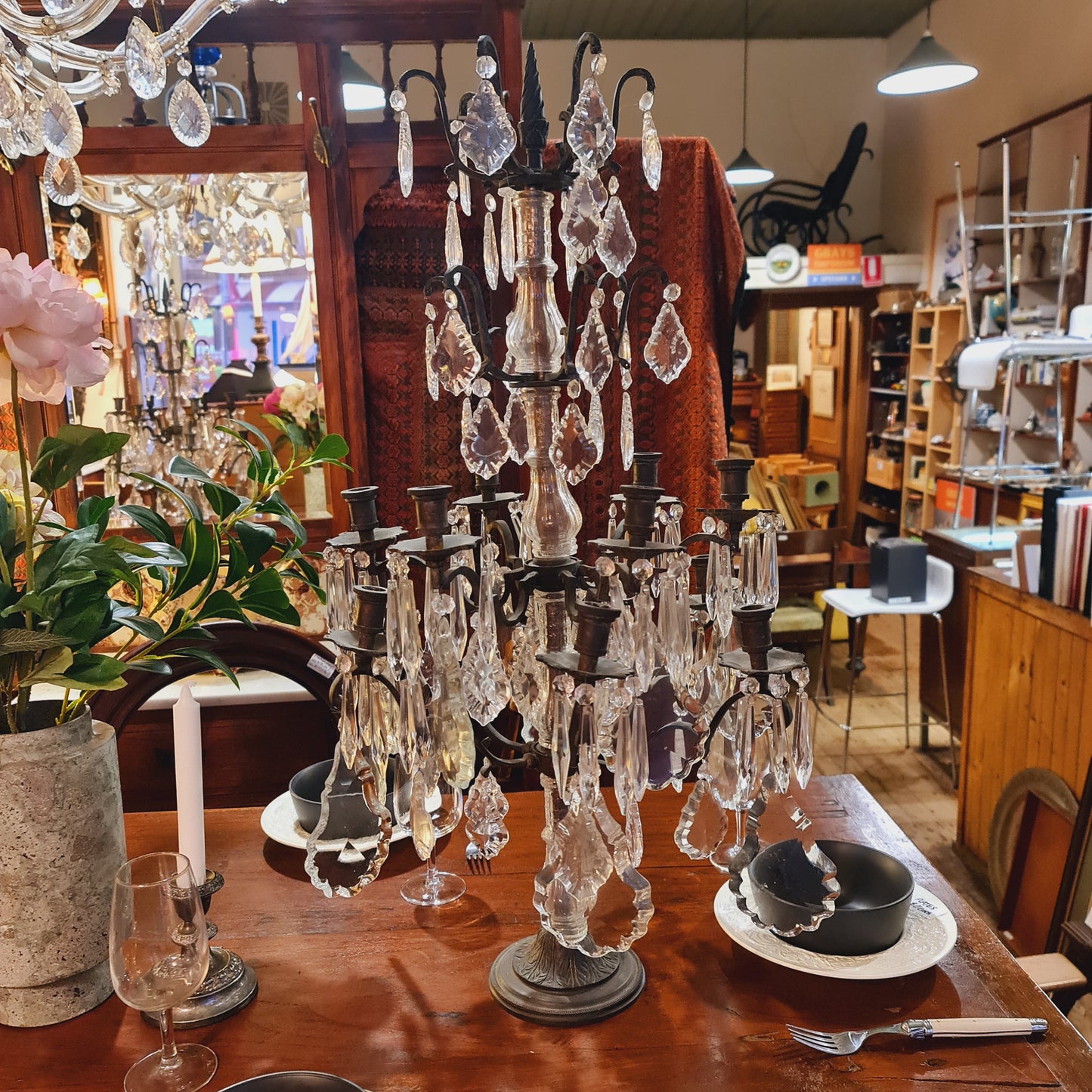 Crystal Candelabra with Iron Frame