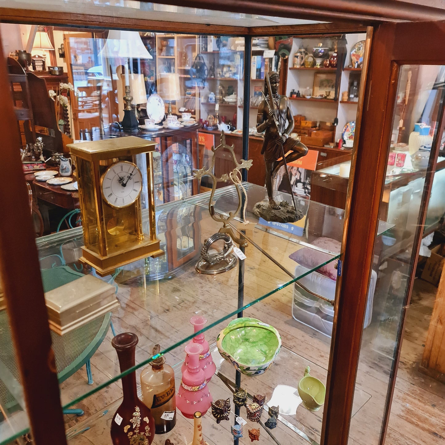 Antique Glass Display Cabinet with Wooden Frame made by Boston Co