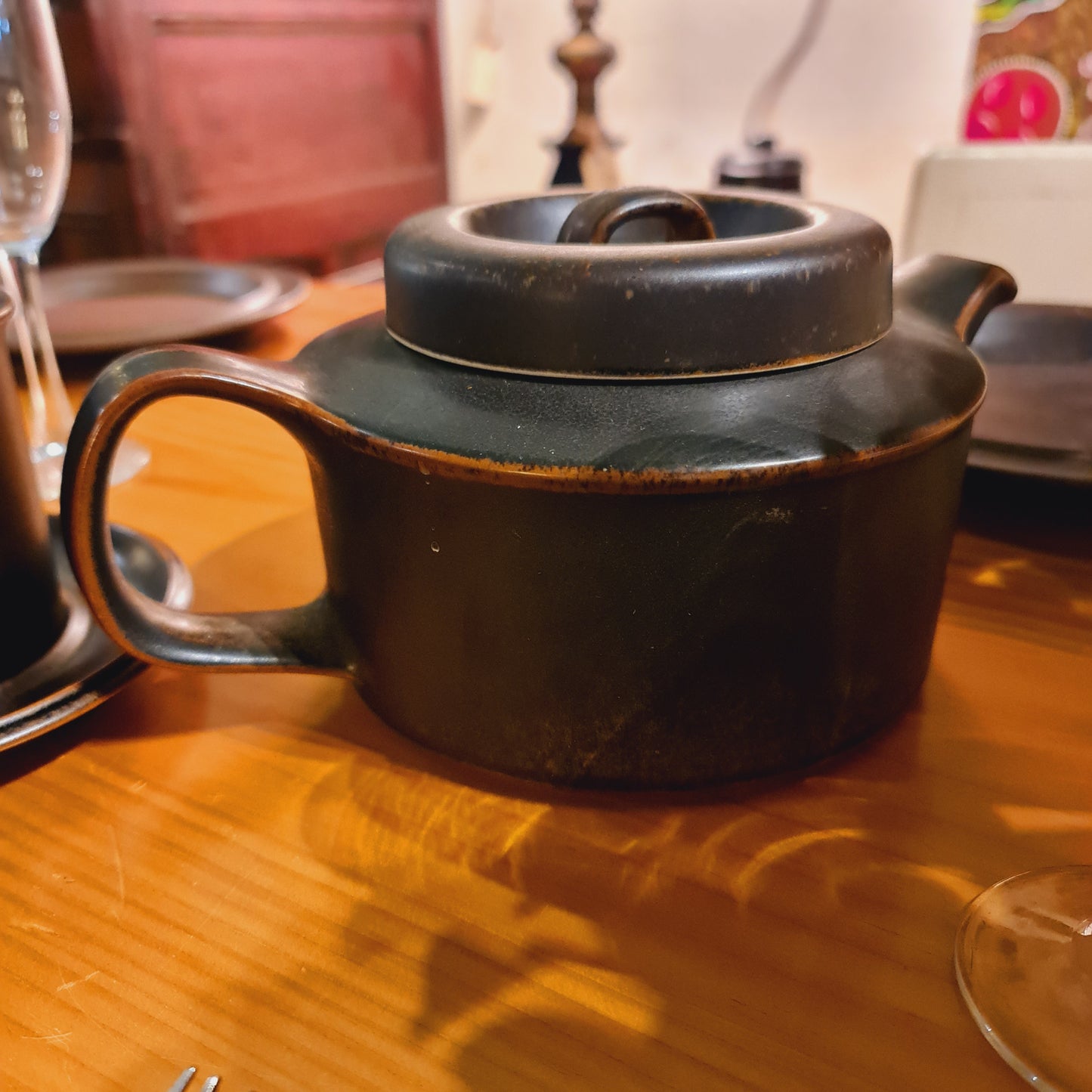 Collection of Arabia Ruska Stoneware Table Plates Cups and Teapots