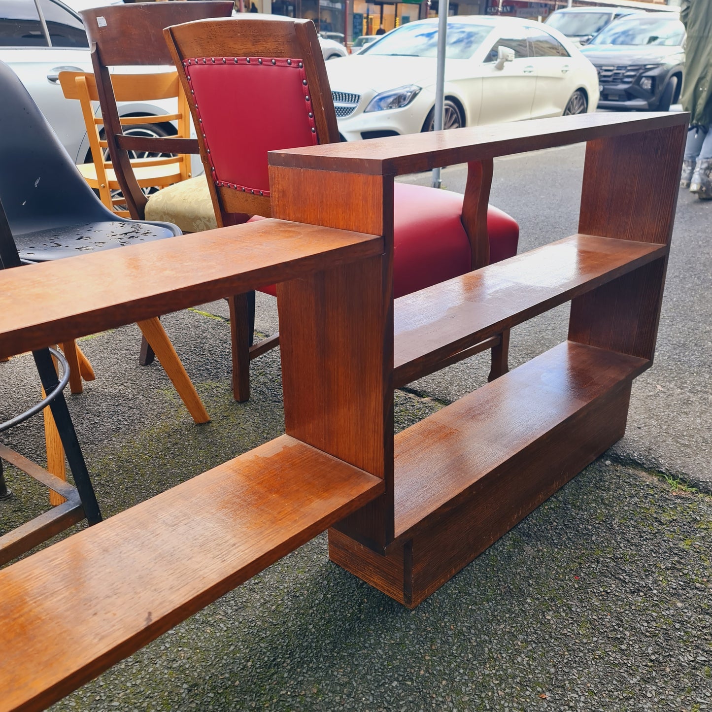 Long Thin and Low Bookshelf Ash Oak