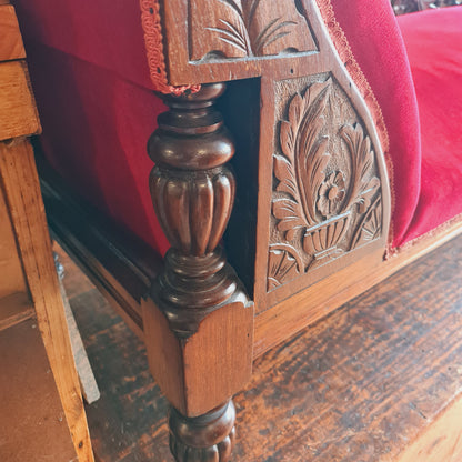 Red Velvet Chaise Longue or Victorian Day Bed