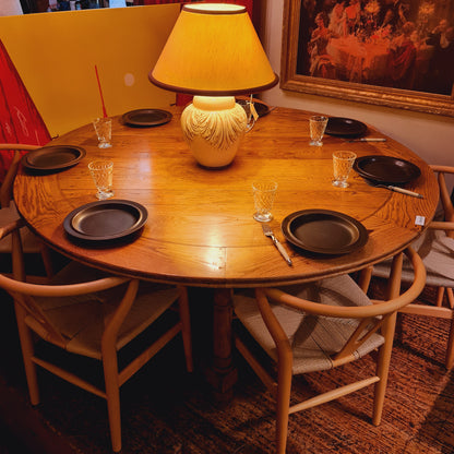 Round Solid Oak Table in the French Provincial Style