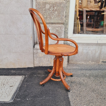 Bentwood Thonet Style Vintage Desk Chair with Swivel