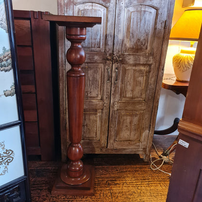Antique Pedestal in Turned Blackwood for Plants Pot or Statue