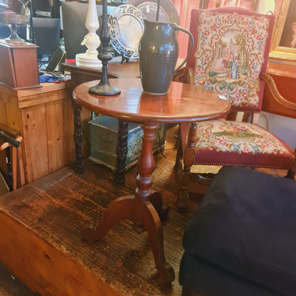 Round Antique Wine Table on a Tripod Base
