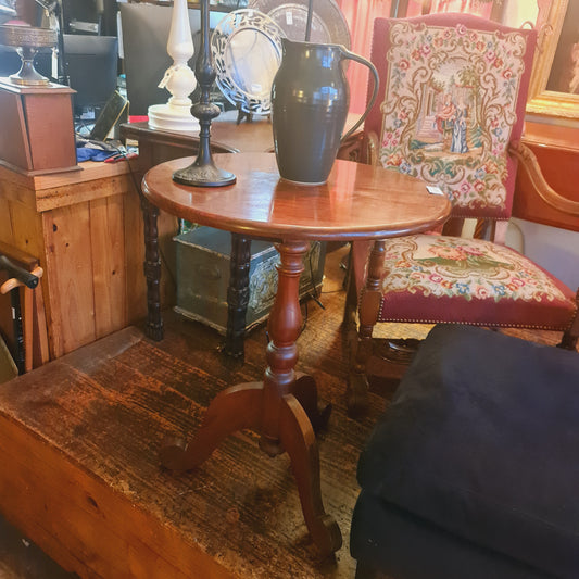 Round Antique Wine Table on a Tripod Base
