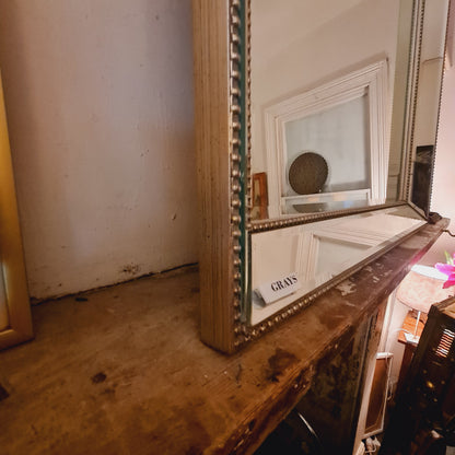 Silver Mirror Wall or Overmantel Cushion Facetted with Studs