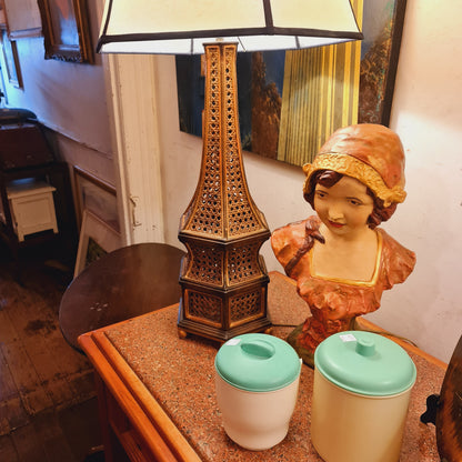Pair of Table Lamps with Cane Bases Vintage Lighting