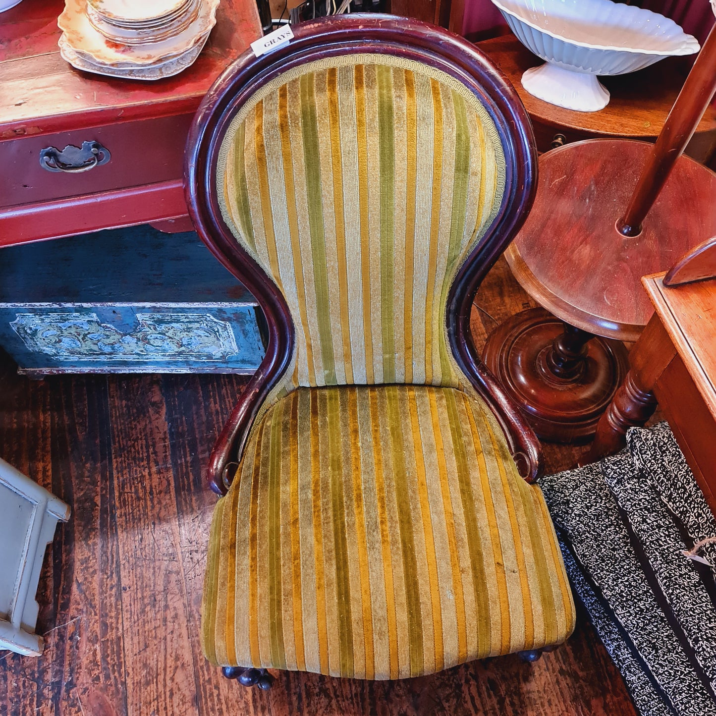 Antique Slipper Chair Nursing Bedroom Armchair