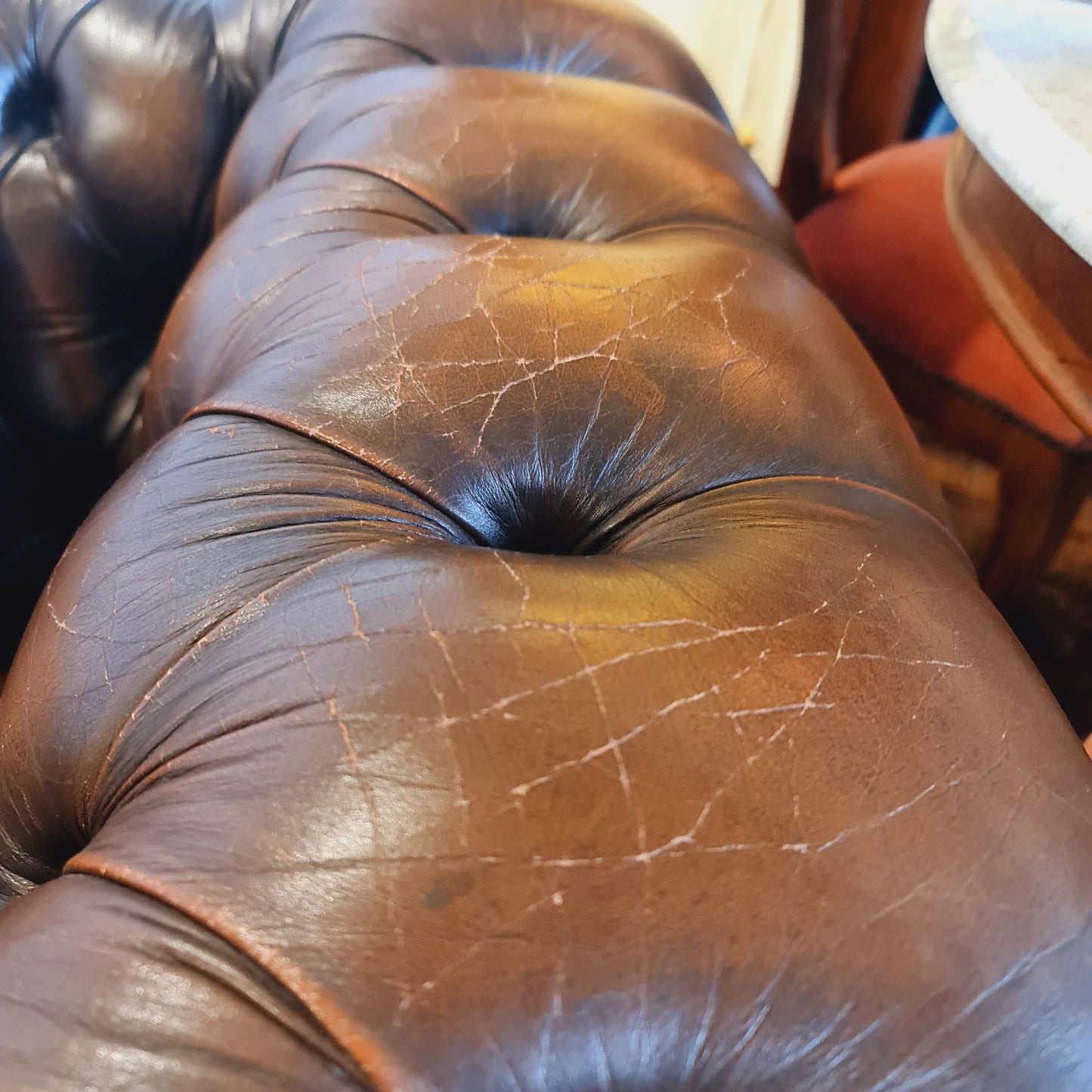 Leather Chesterfield Tub Armchair Buttoned Vintage Club