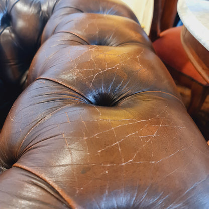Leather Chesterfield Tub Armchair Buttoned Vintage Club