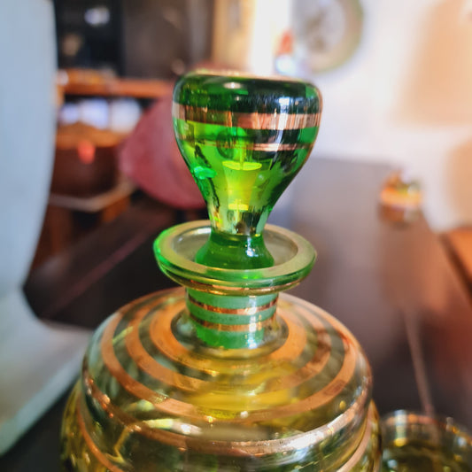 Drinks Set Green Glass Decanter Spirits